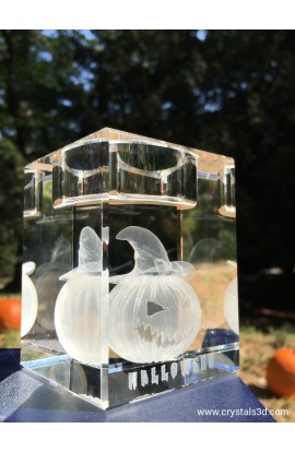 Crystal candle holder for Halloween 60*60*80 (2.4*2.4*3.1") - 3D Jack-o'-lantern