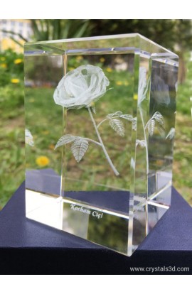 Crystal cube 50*50*80 (2*2*3.15") - 3D rose