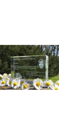 Prezent komunijny - kryształowy prostopadłościan