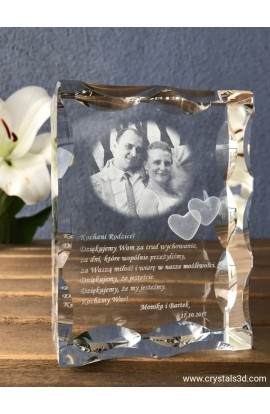 Crystal frame with wavy edges 90*120*50 (3.5*4.7*2.0") - wedding project