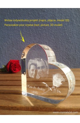 Crystal heart (sloping) 100*100*30 (3.9 *3.9*1.2")